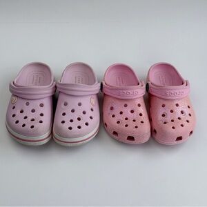 CROCS Girls' Pink Classic Clogs Duo - Light Pink & Bubblegum Pink Size 9C